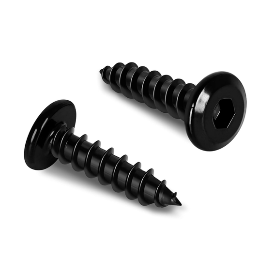 M3 Flat Head Socket Cap Self Tapping Screws, Countersunk Wood Screws, 304 Stainless Steel 18-8, Allen Hex Drive, Black Finish